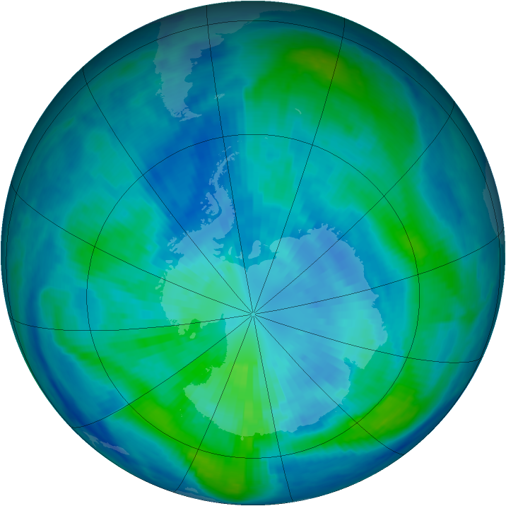 Antarctic ozone map for 27 March 1999